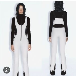 Zara NWT ski overalls white with black